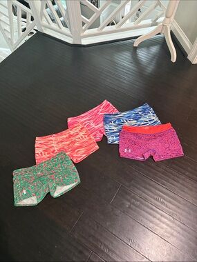 Under Armour Girls' Pink, Blue, Green and Coral Patterned Athletic Shorts Set